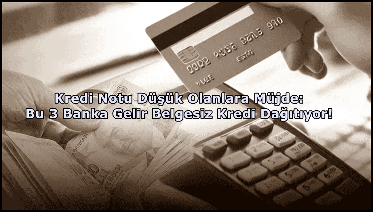 Kredi Notu Düşük Olanlara Müjde: Bu 3 Banka Gelir Belgesiz Kredi Dağıtıyor!